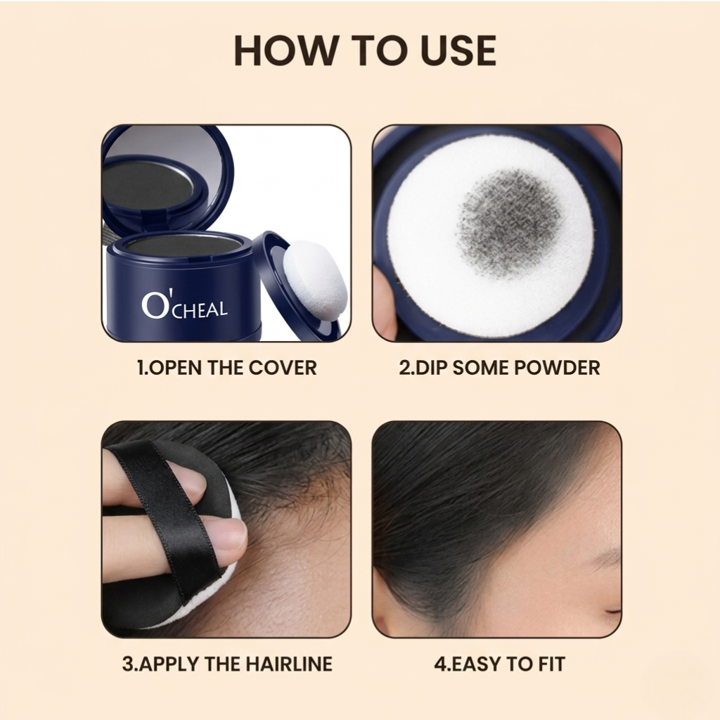 O’CHEAL Hairline Perfecting Powder - Instant Volume & Hairline Fill for Men & Women