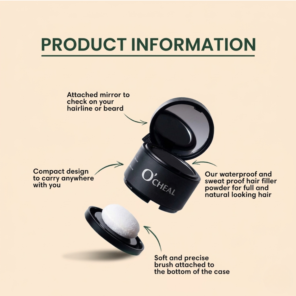 O’CHEAL Hairline Perfecting Powder - Instant Volume & Hairline Fill for Men & Women