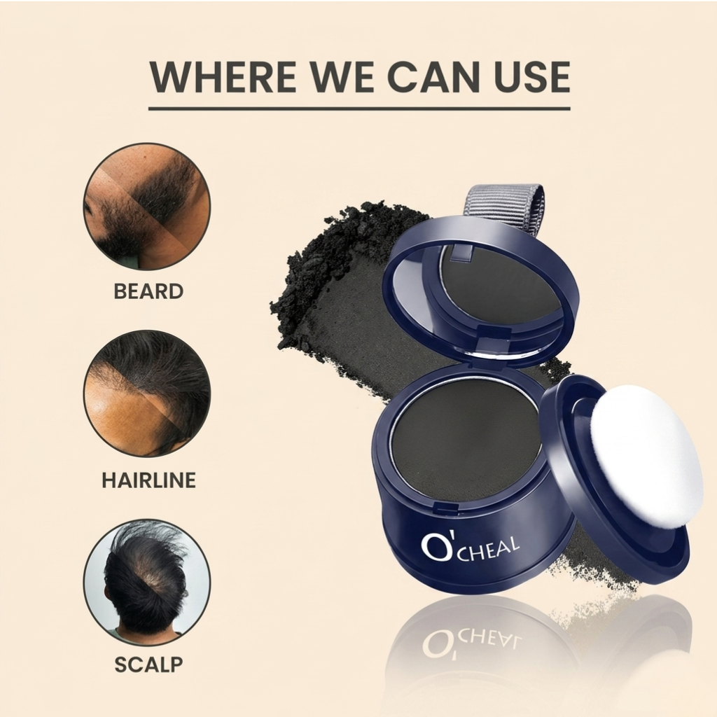 O’CHEAL Hairline Perfecting Powder - Instant Volume & Hairline Fill for Men & Women